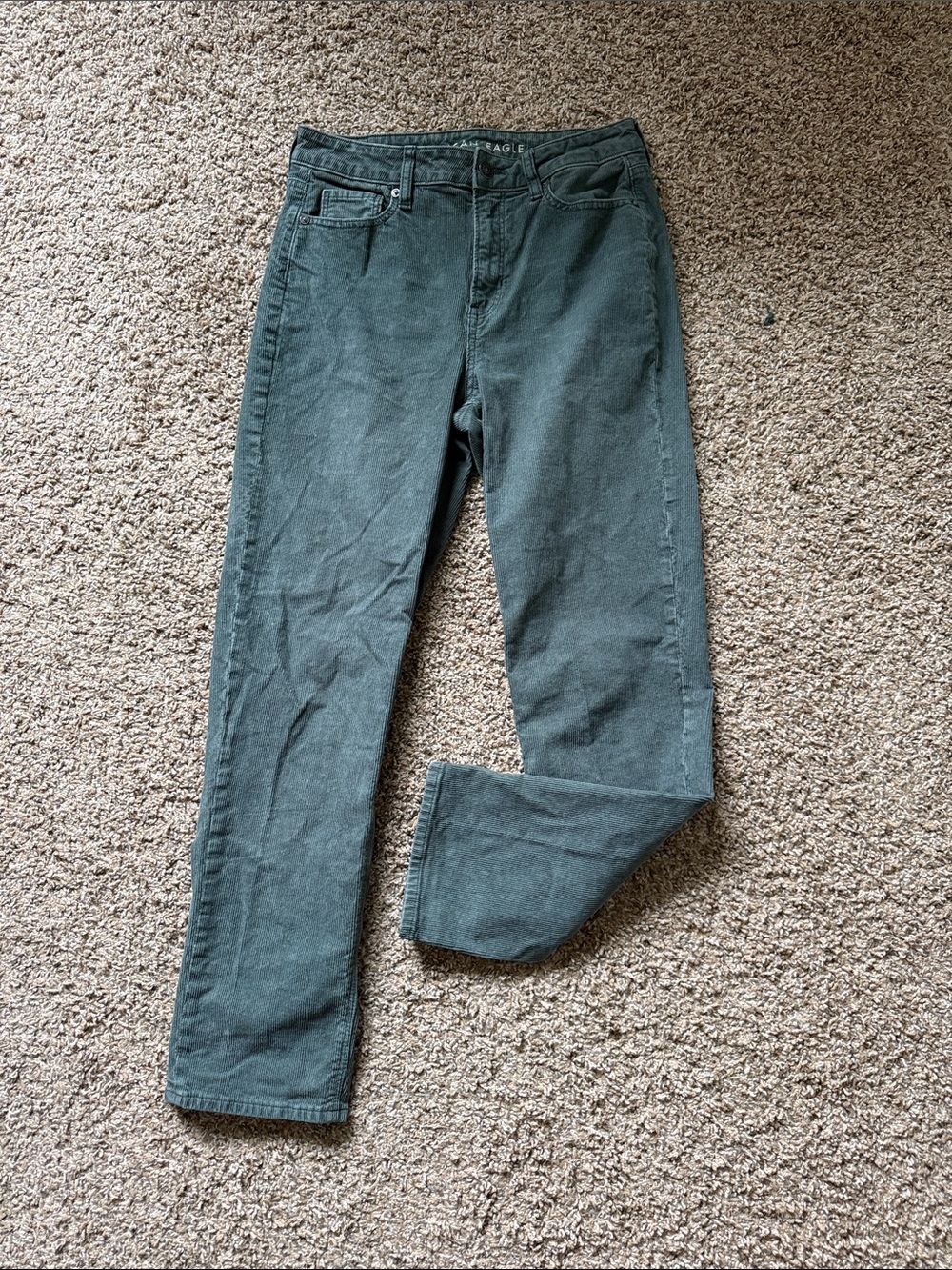 American Eagle Mom Straight Jean Corduroy Ribbed Straight Leg Jeans Green